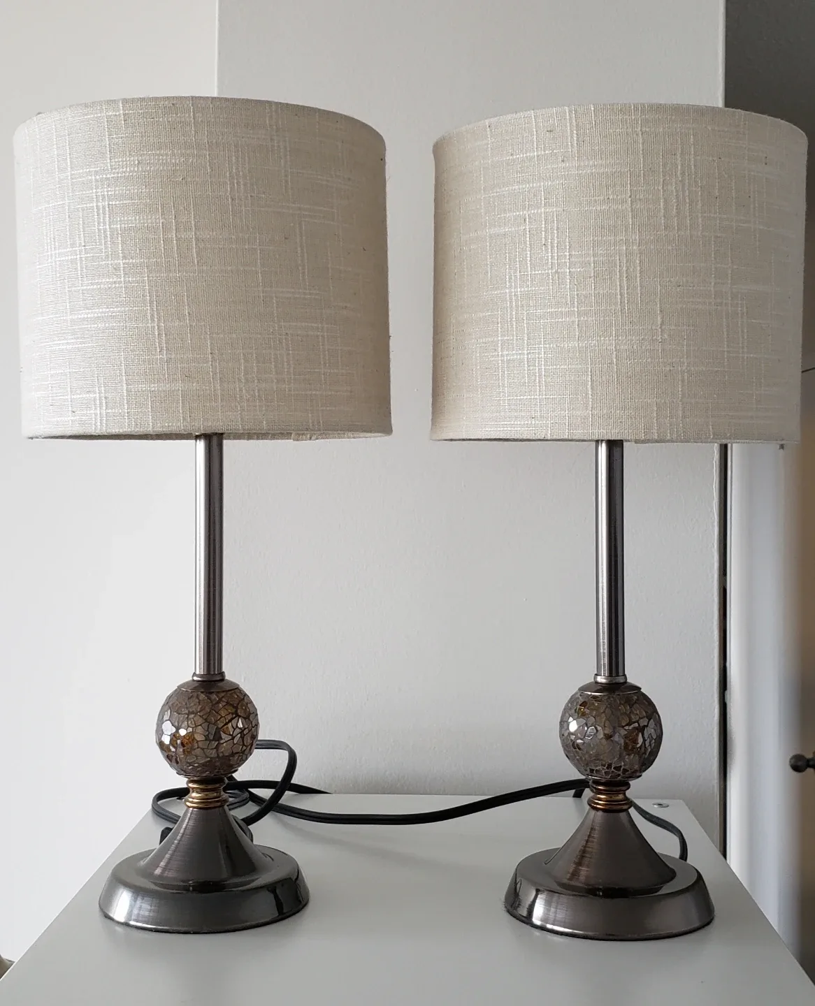 Pair of Table Lamps with Decorative Base