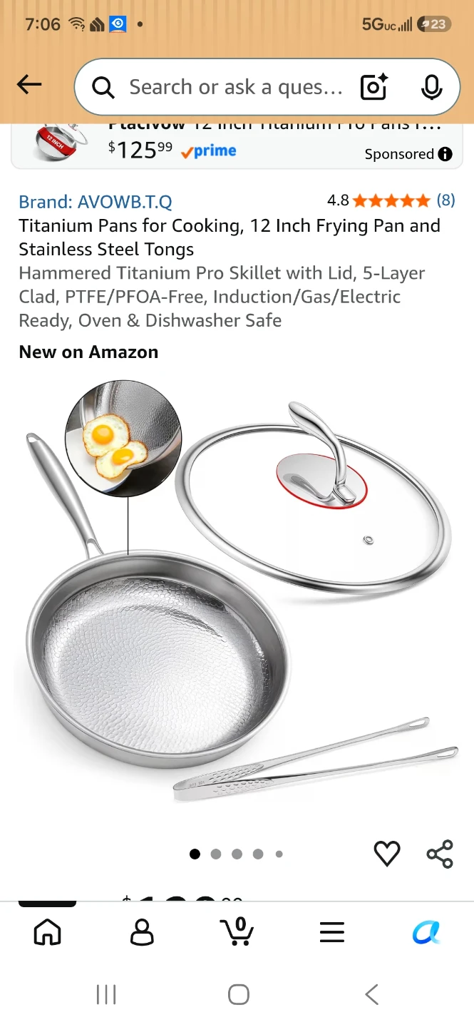AVOWB.T.Q Titanium Pro Frying Pan with Lid - 12 Inch