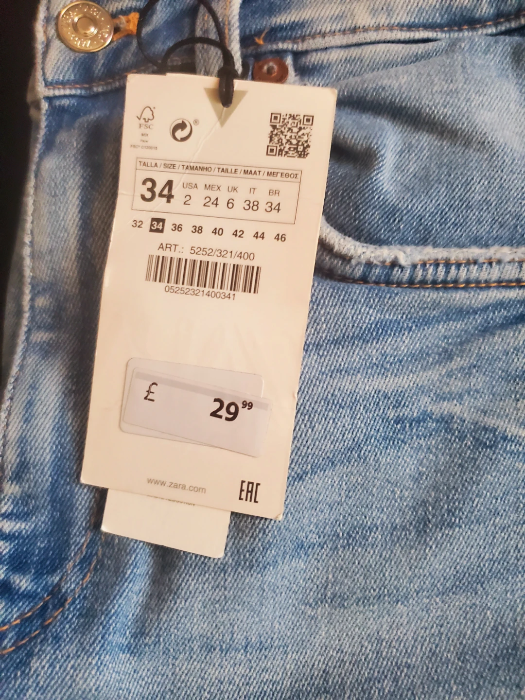 Brand New Zara Skinny Jeans - size 34