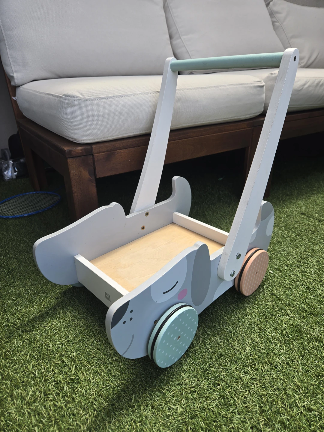 Baby toddler real wood push toy wagon