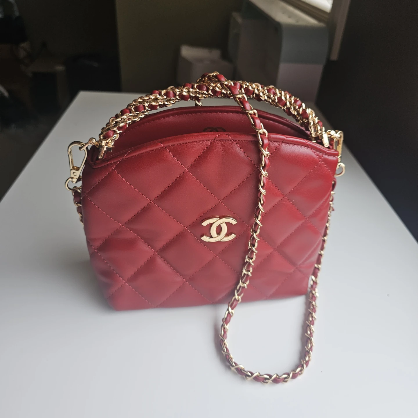 Chanel Red Quilted Leather Handbag