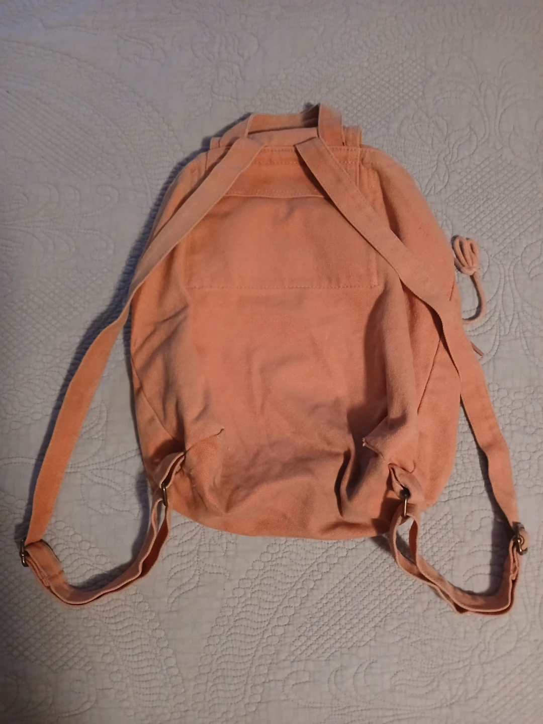BAGGU Peach Canvas Drawstring Backpack - photo 2