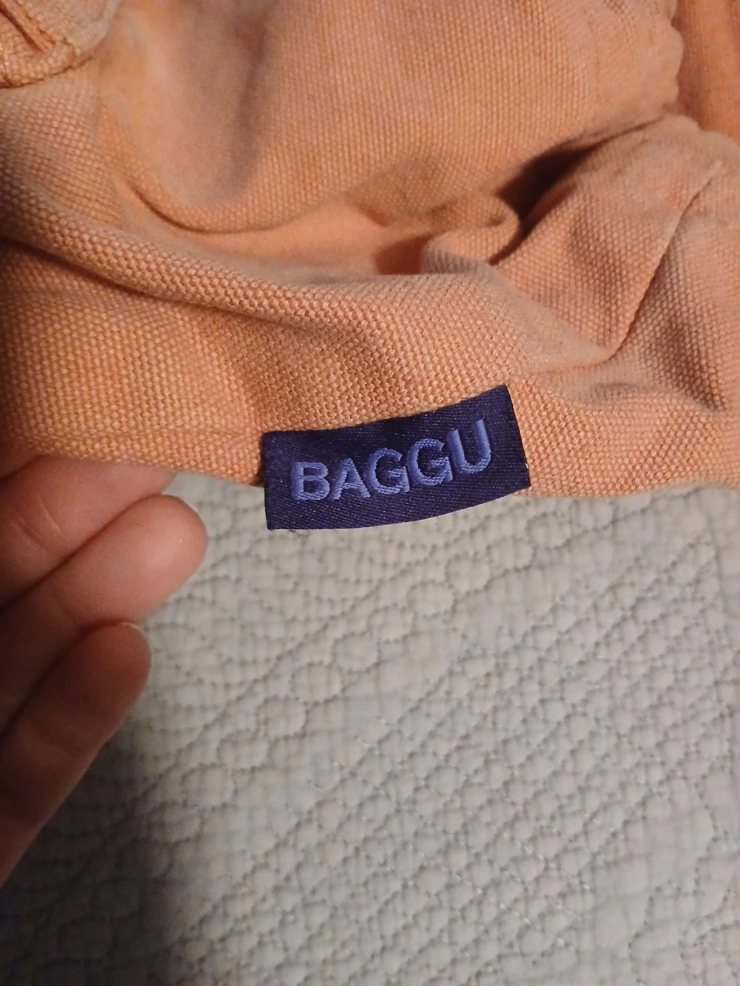 BAGGU Peach Canvas Drawstring Backpack - photo 3