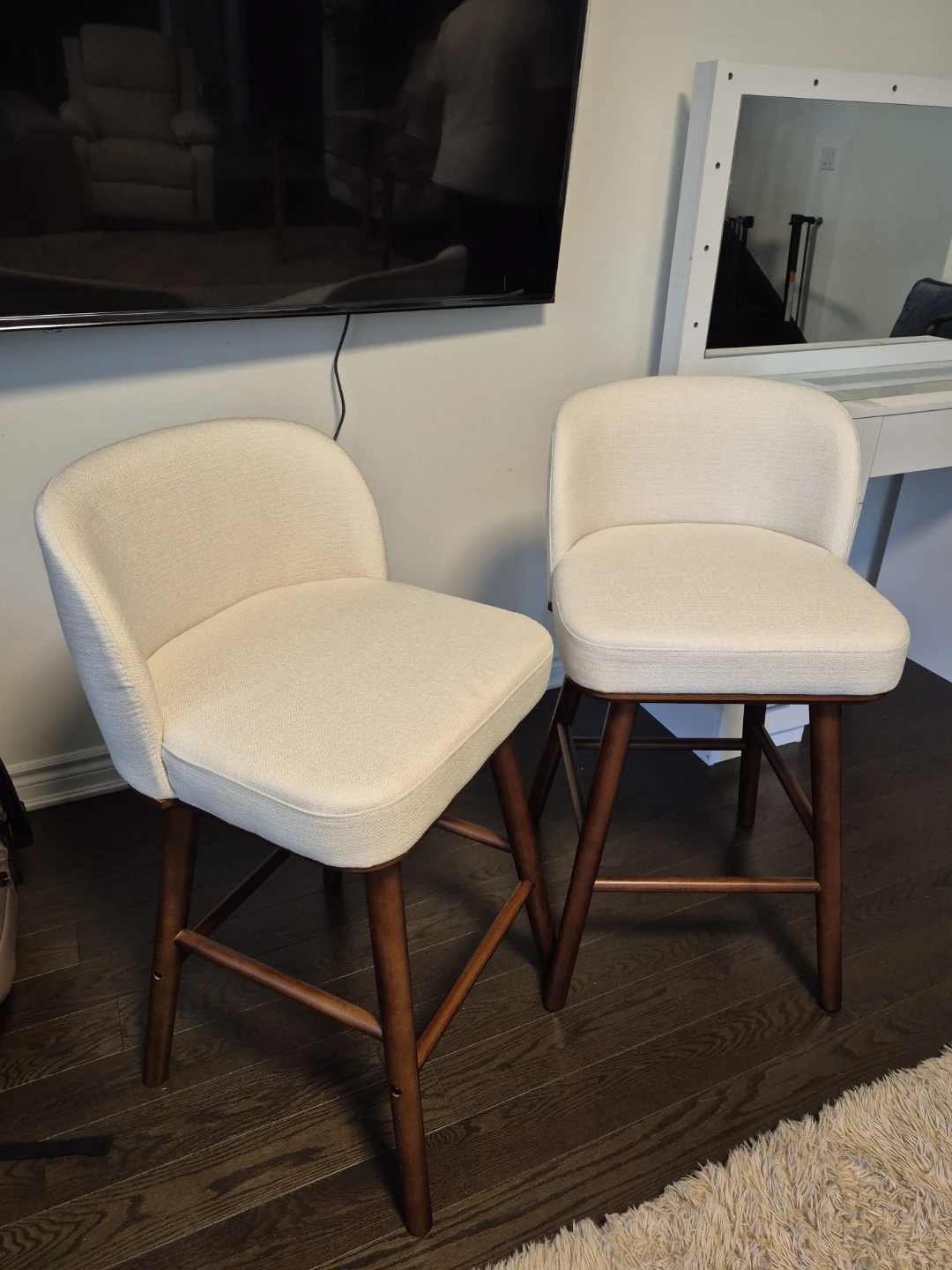 Set of 2 Cream Counter Height Bar Stools - photo 3