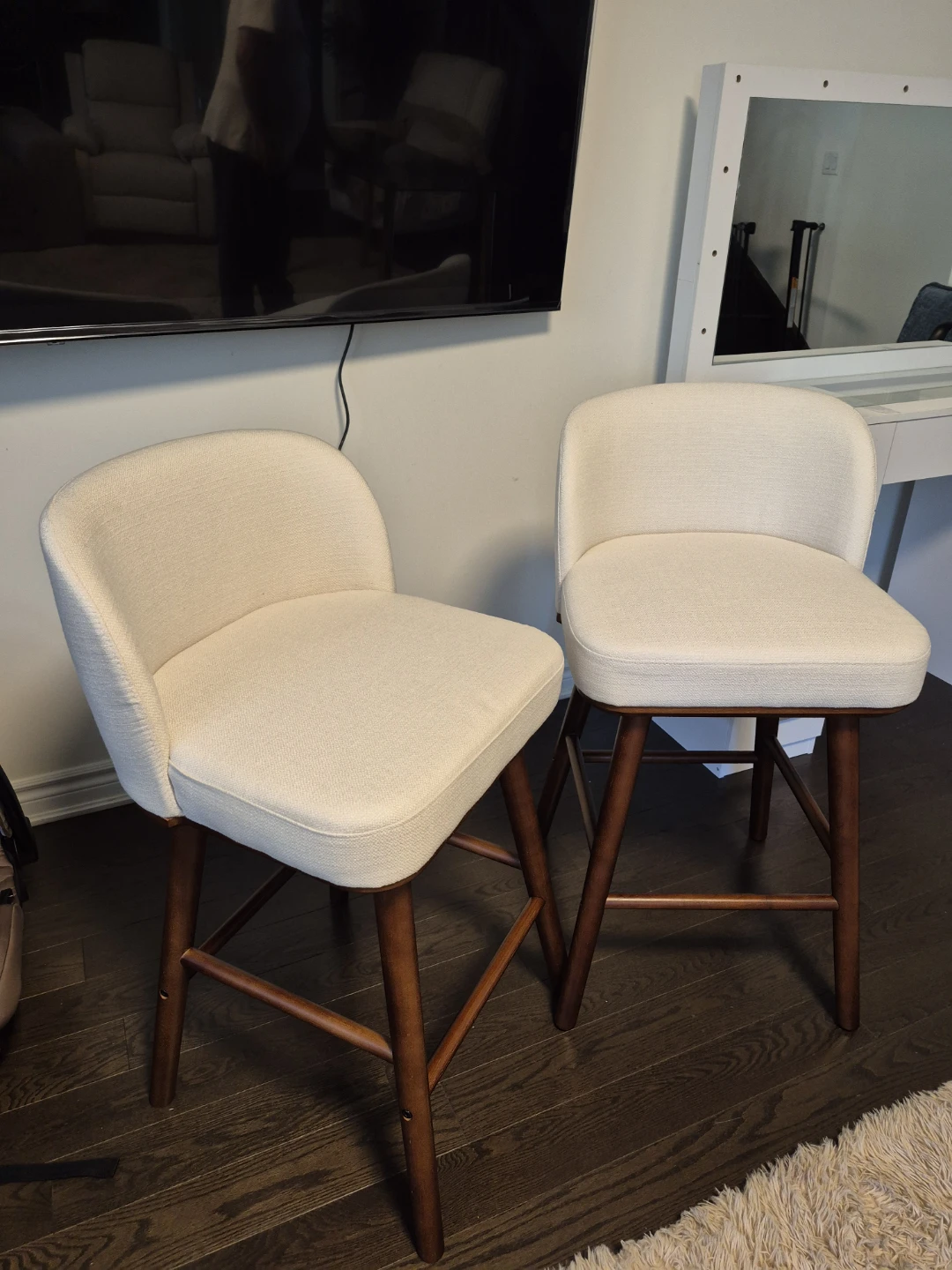 Set of 2 Cream Counter Height Bar Stools - photo 4