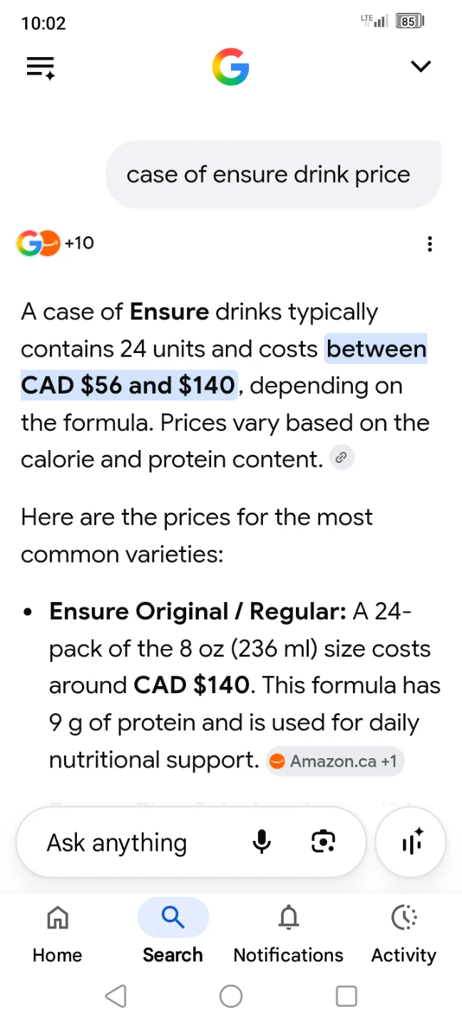 Ensure Regular Complete Nutrition Drinks (24 x 236 ml)