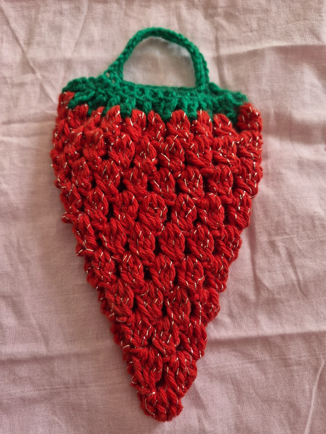 Crocheted Strawberry pouch