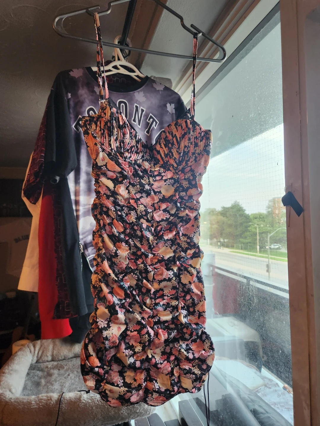 For Love & Lemons Floral Ruched Mini Dress