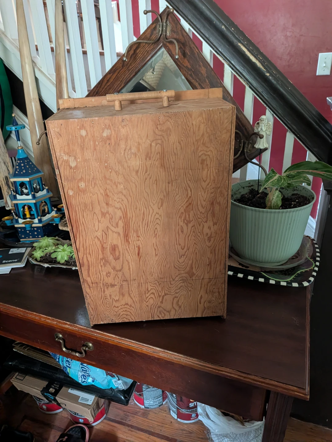Wooden wall cabinet. Two doors and drawer underneath. - photo 2