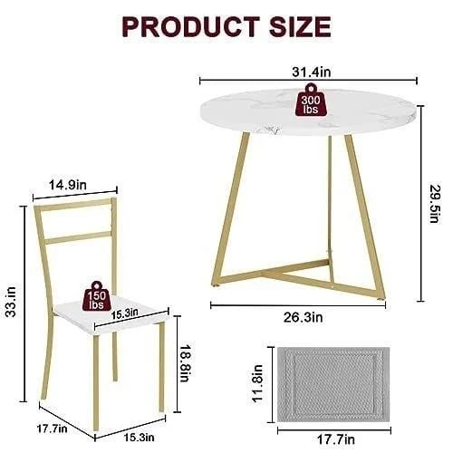 BN<>Round Dining Table Set with 2 Chairs - photo 4