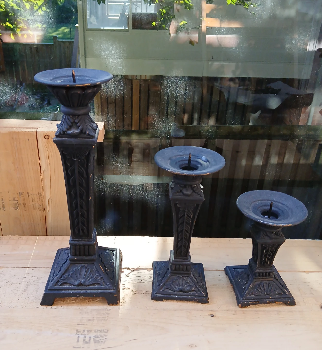 Set of 3 Black Candlesticks