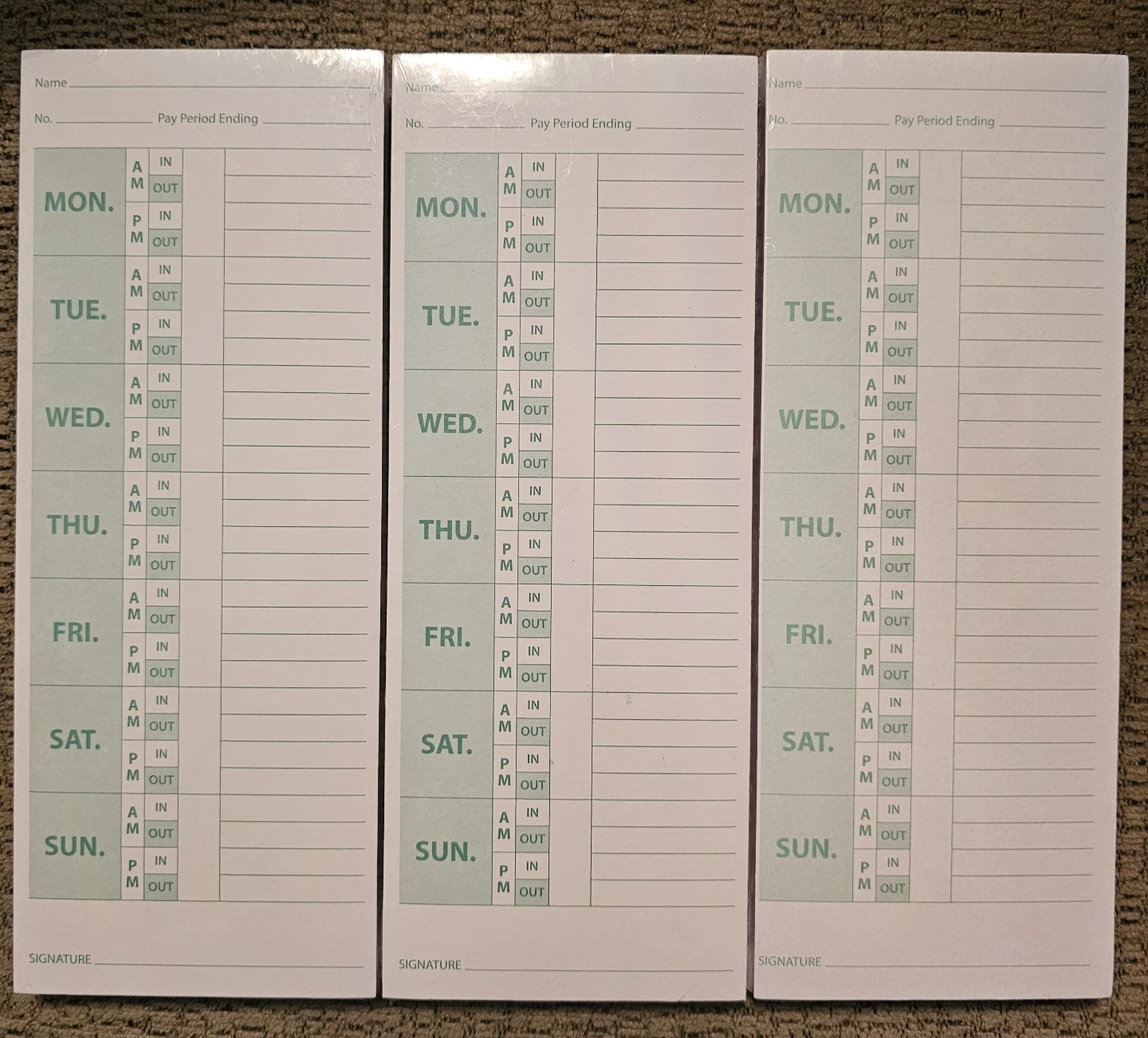 Jot Time Cards - Pack of 3
