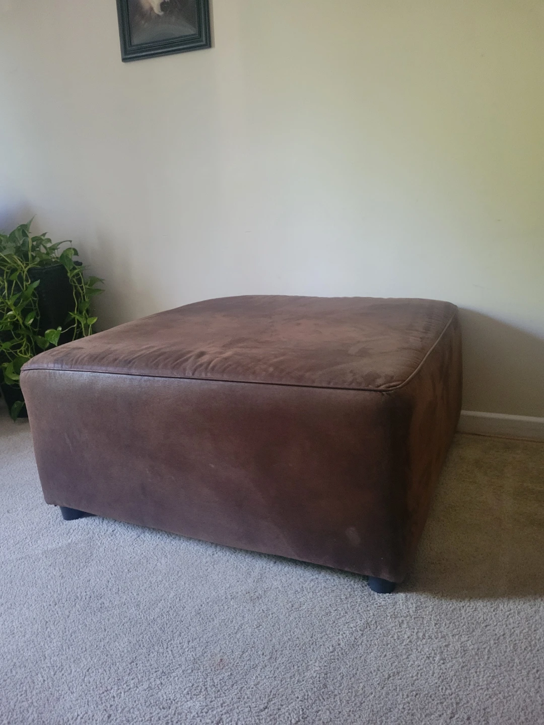Brown Faux Suede Ottoman