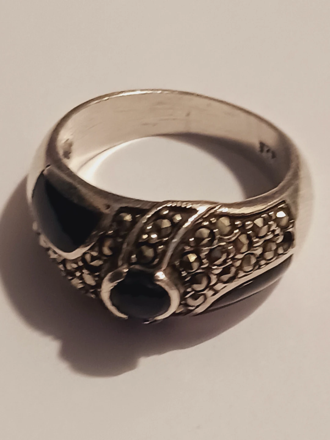 Sterling Silver 925 Marcasite and Onyx Ring.7. - photo 2