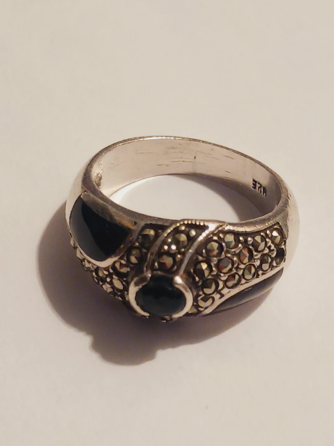 Sterling Silver 925 Marcasite and Onyx Ring.7. - photo 3