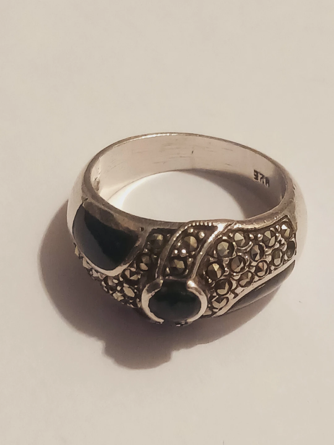 Sterling Silver 925 Marcasite and Onyx Ring.7. - photo 4
