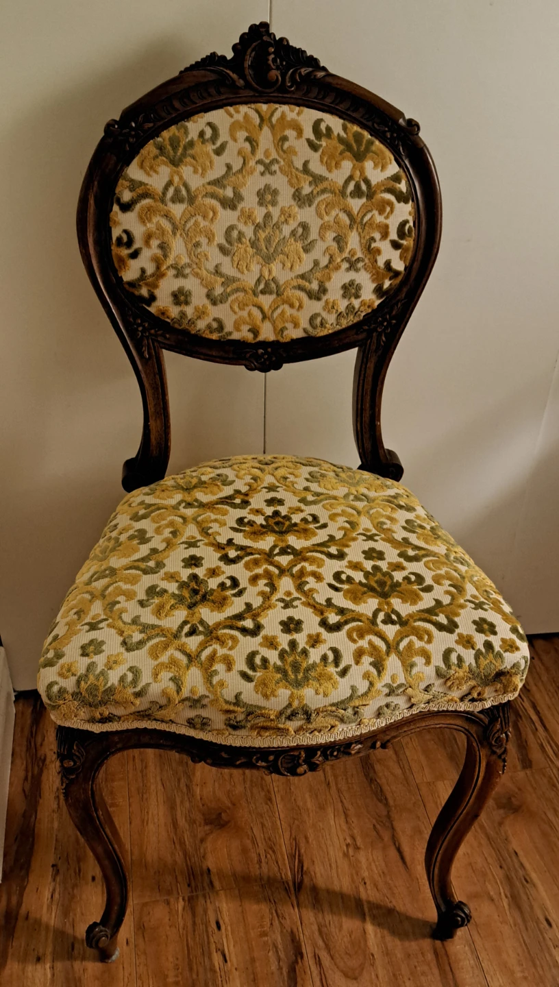 Vintage Accent Chair with Brocade Upholstery