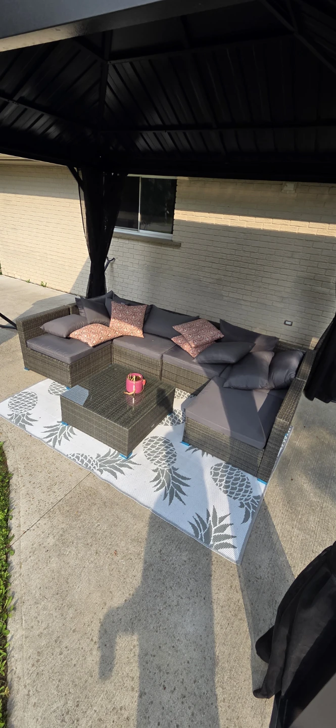 Gazebo with Rattan Sectional Sofa and Coffee Table - photo 3