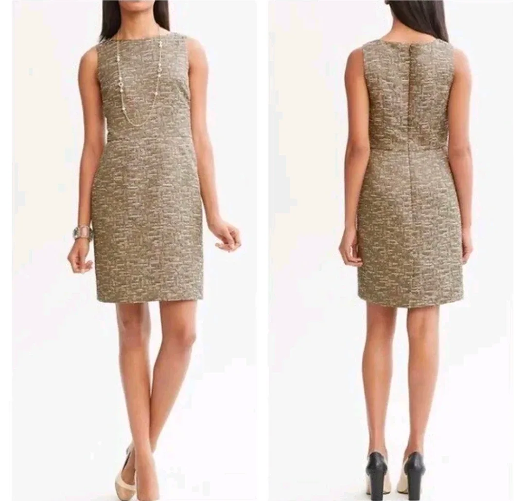 Banana Republic Taupe Sleeveless Textured Sheath Dress Size 8