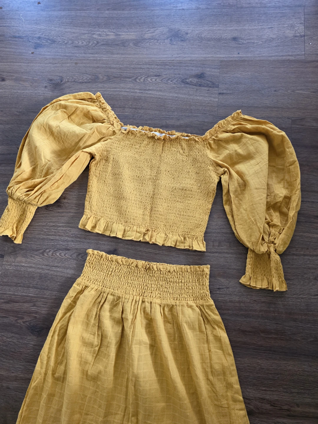 100% Cotton Smocked Top and Ruffle Maxi Skirt Set - photo 2