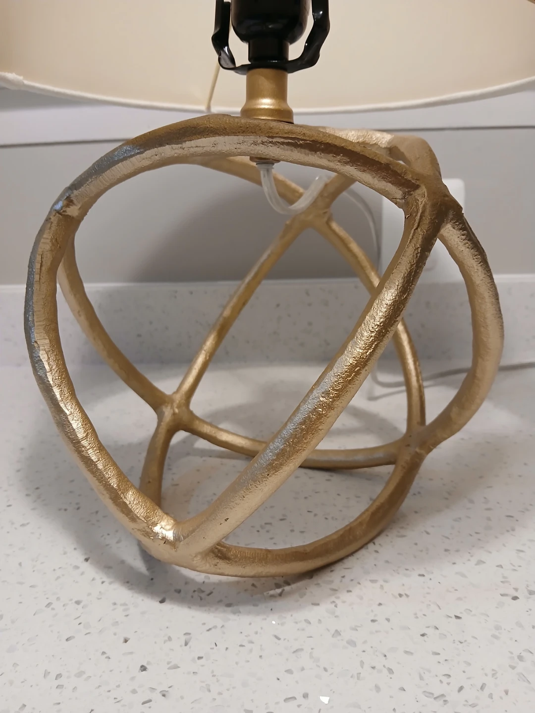 Gold Geometric Table Lamp with White Drum Shade - photo 5