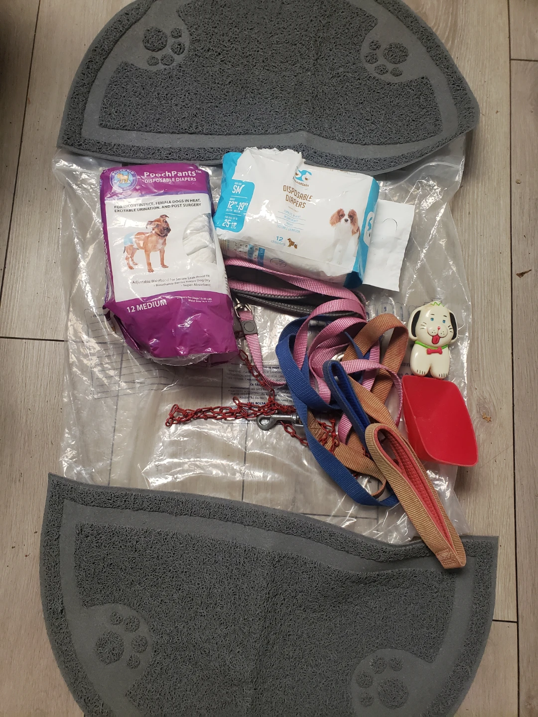 Pooch Pants & Essentials Disposable Dog Diapers, Collars & Mats