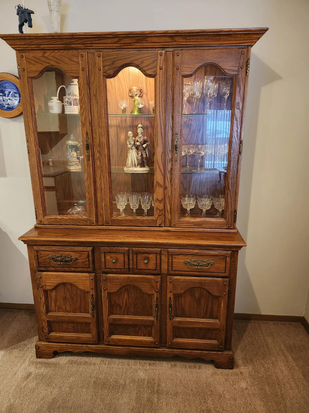 Wooden China Cabinet with Glass Doors