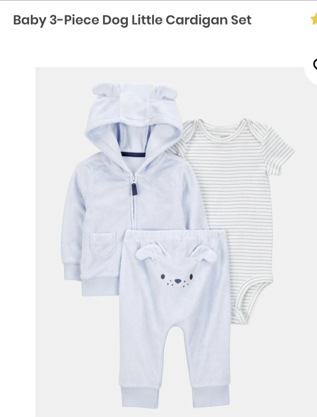 Baby 3-Piece Dog Little Cardigan Set newborn