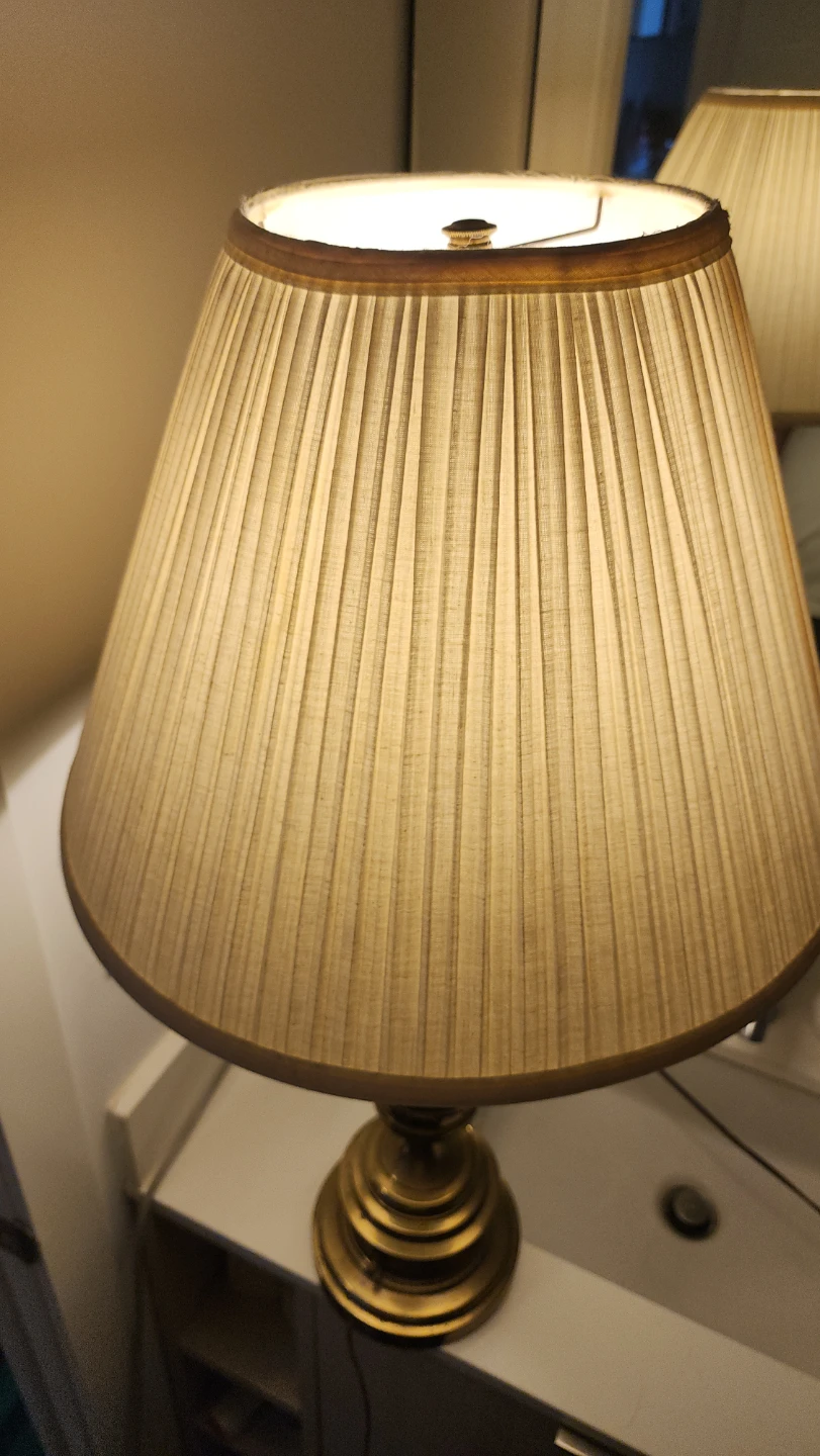 Vintage Solid Brass Stiffel Table Lamp with Pleated Shade - photo 3