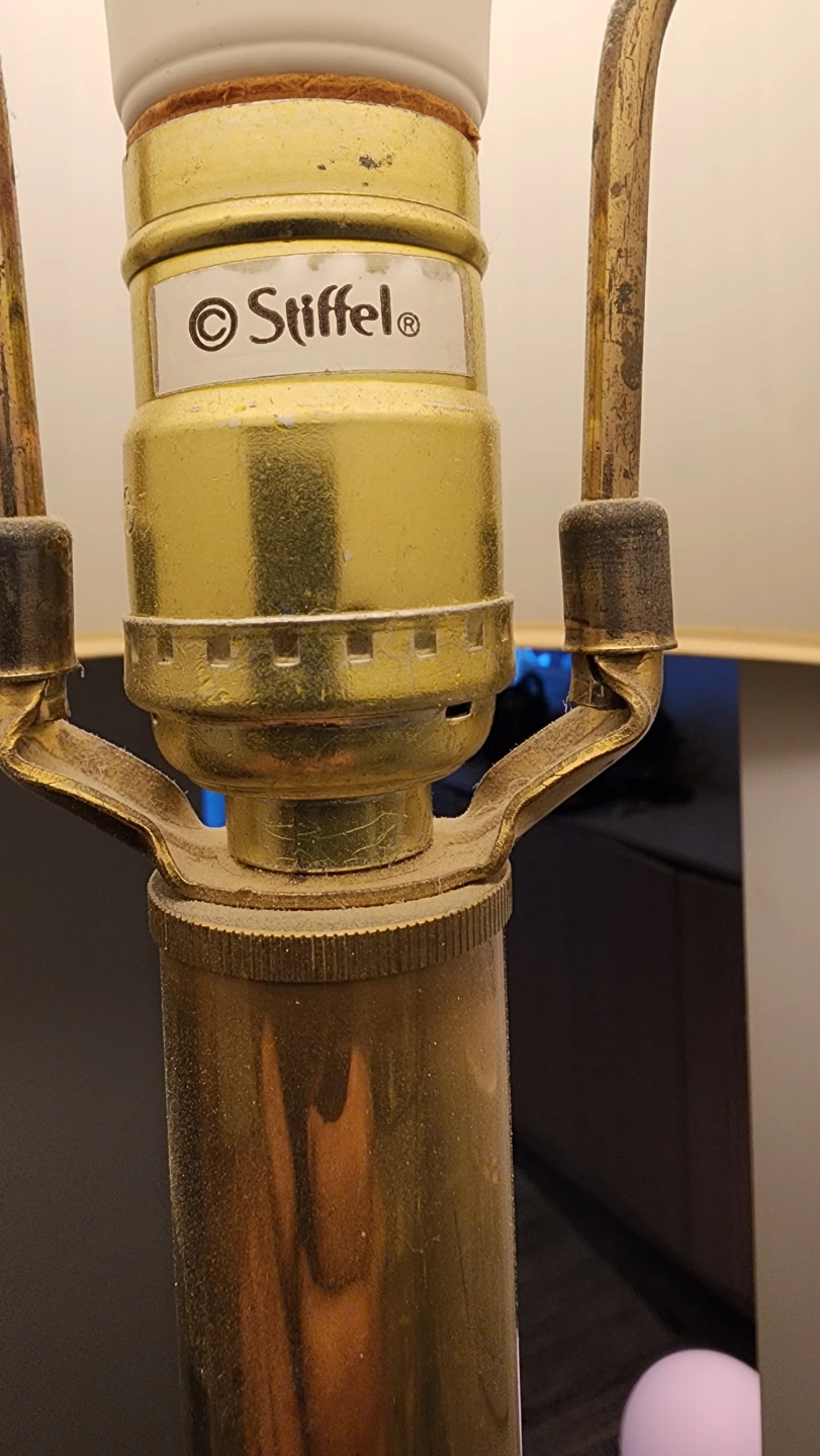 Vintage Solid Brass Stiffel Table Lamp with Pleated Shade - photo 4