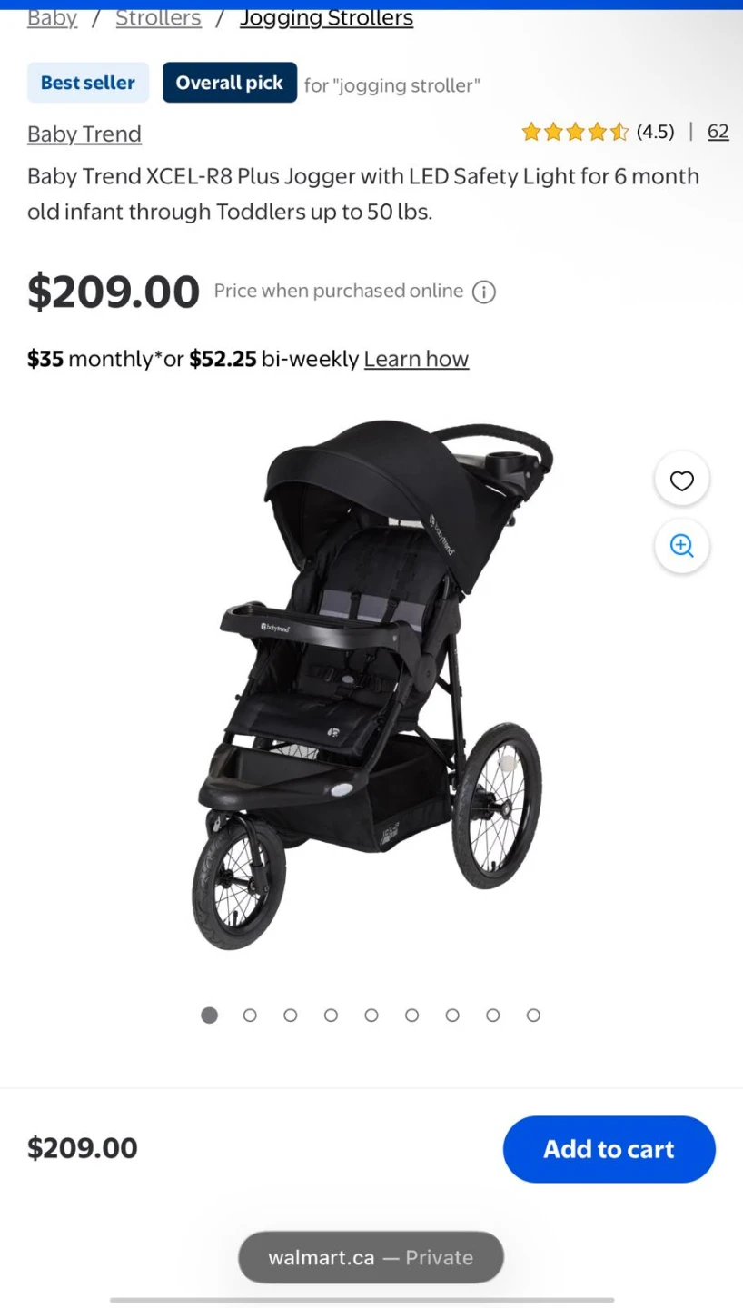 Baby Trend XCEL-R8 Plus Jogger with LED Safety Light