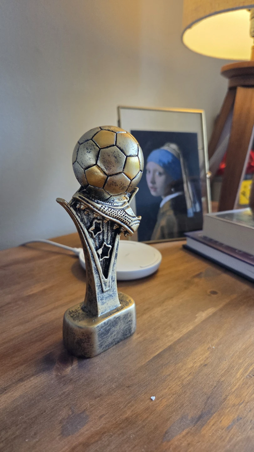 Soccer Ball Trophy Figurine – Bronze Metal Display – 6" *new