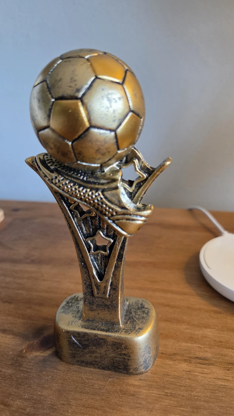 Soccer Ball Trophy Figurine – Bronze Metal Display – 6" *new - photo 2