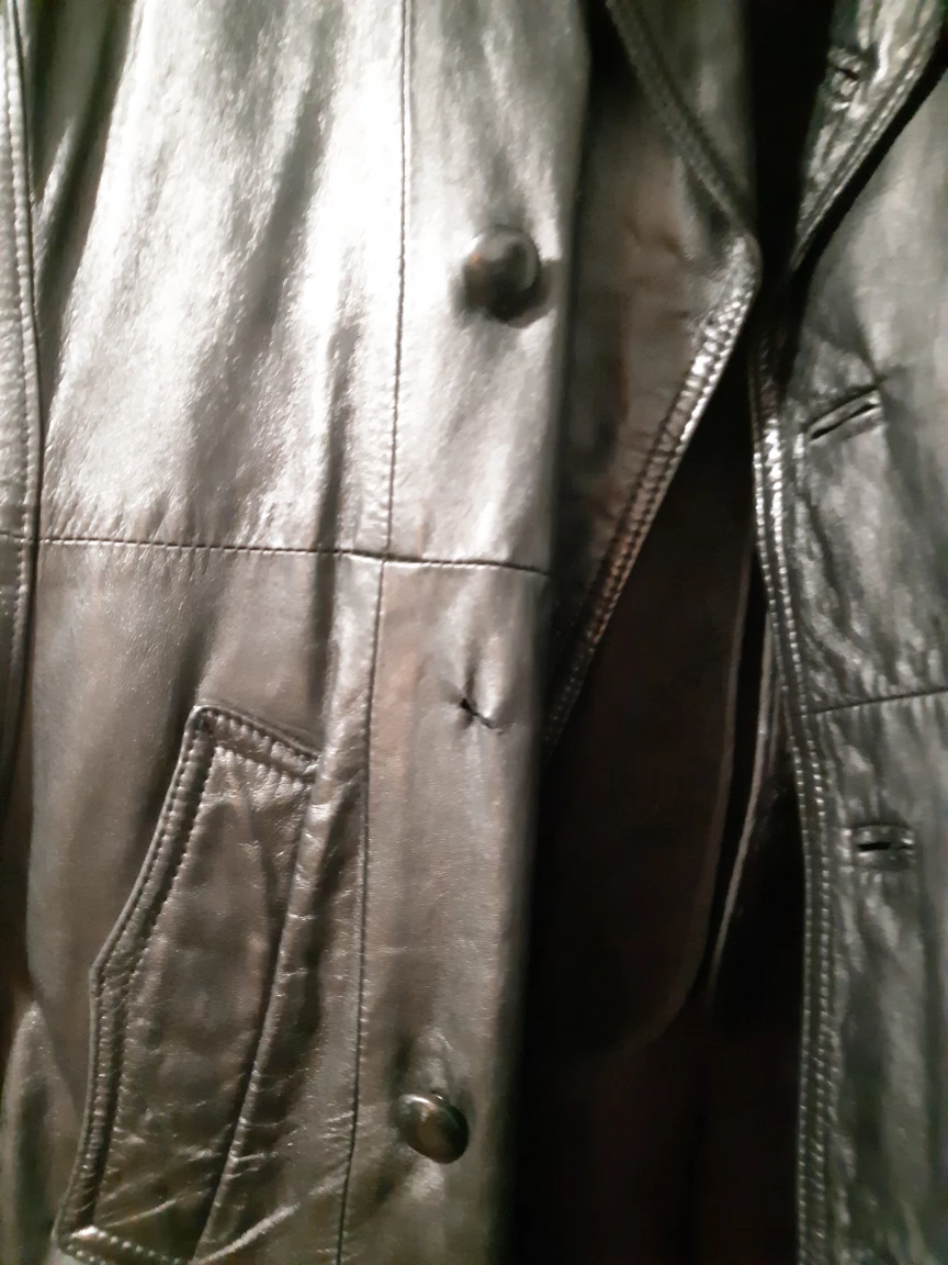 Black Leather Trench Coat - photo 3