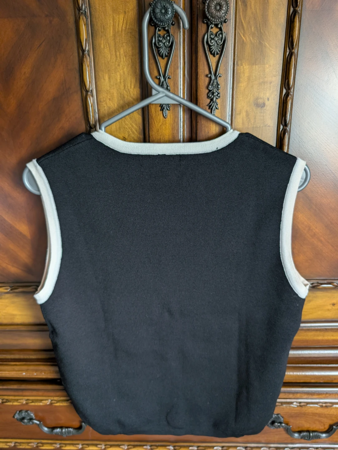 Dazy Sleeveless Button-Up Top - Black/White - Size L - photo 3
