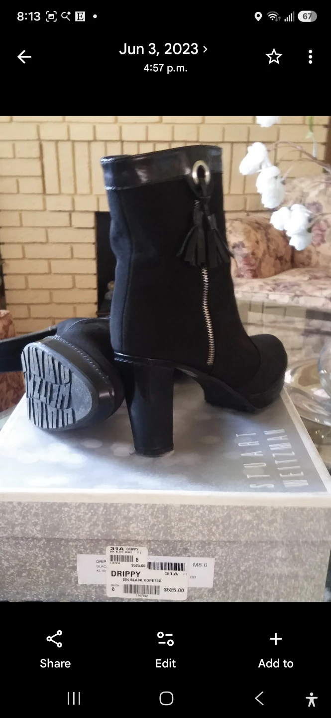 Stuart Weitzman Drippy Black Goretex Boots