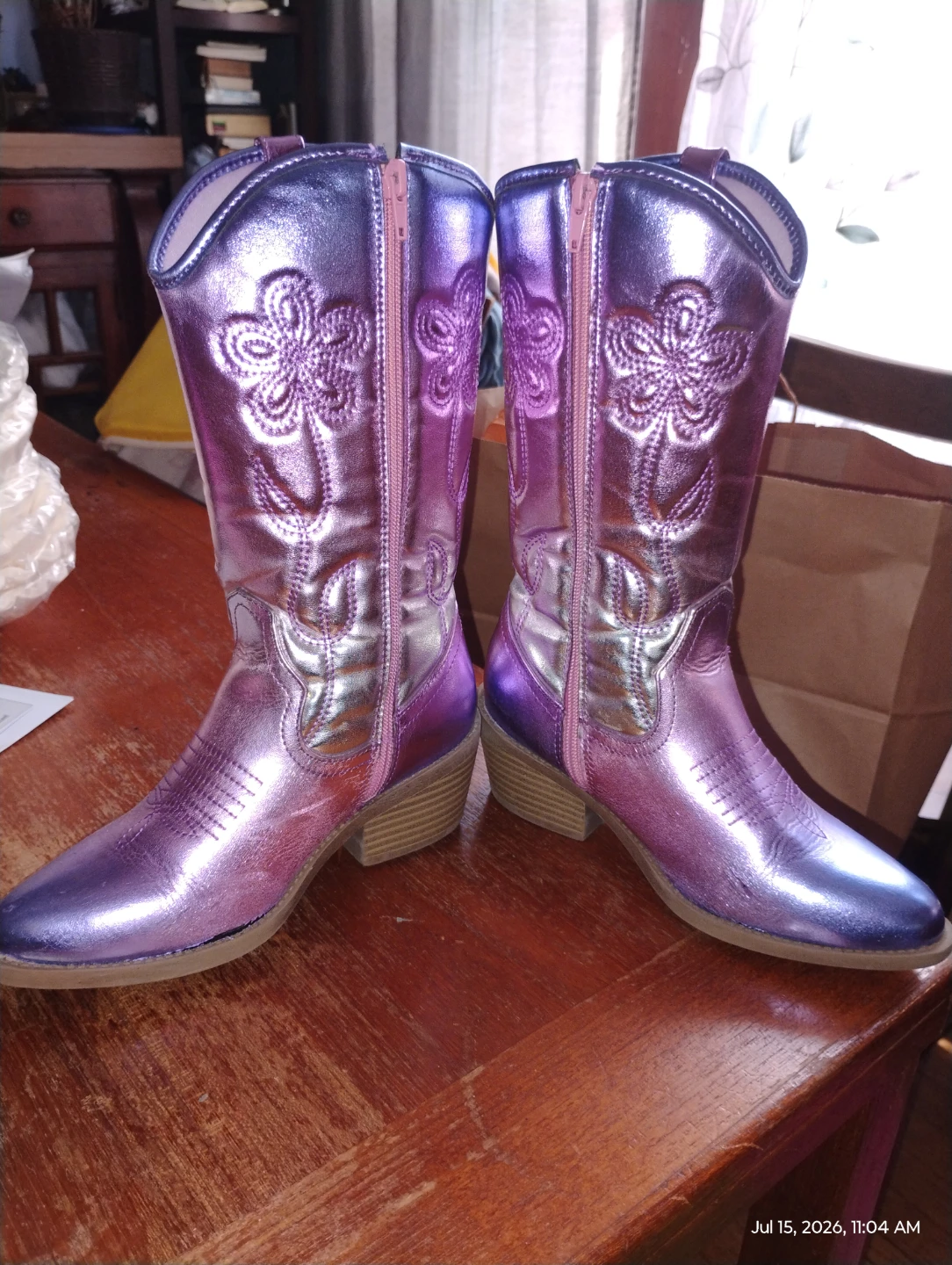 Metallic Purple Cowgirl Boots Size 4 - photo 3