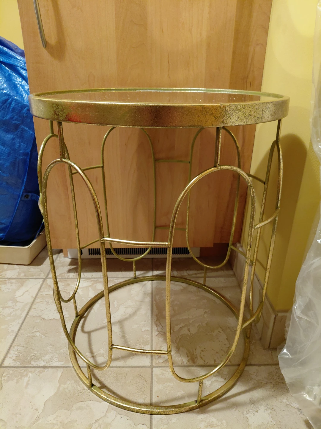 2 Gold Metal Accent Table with Mirror Top