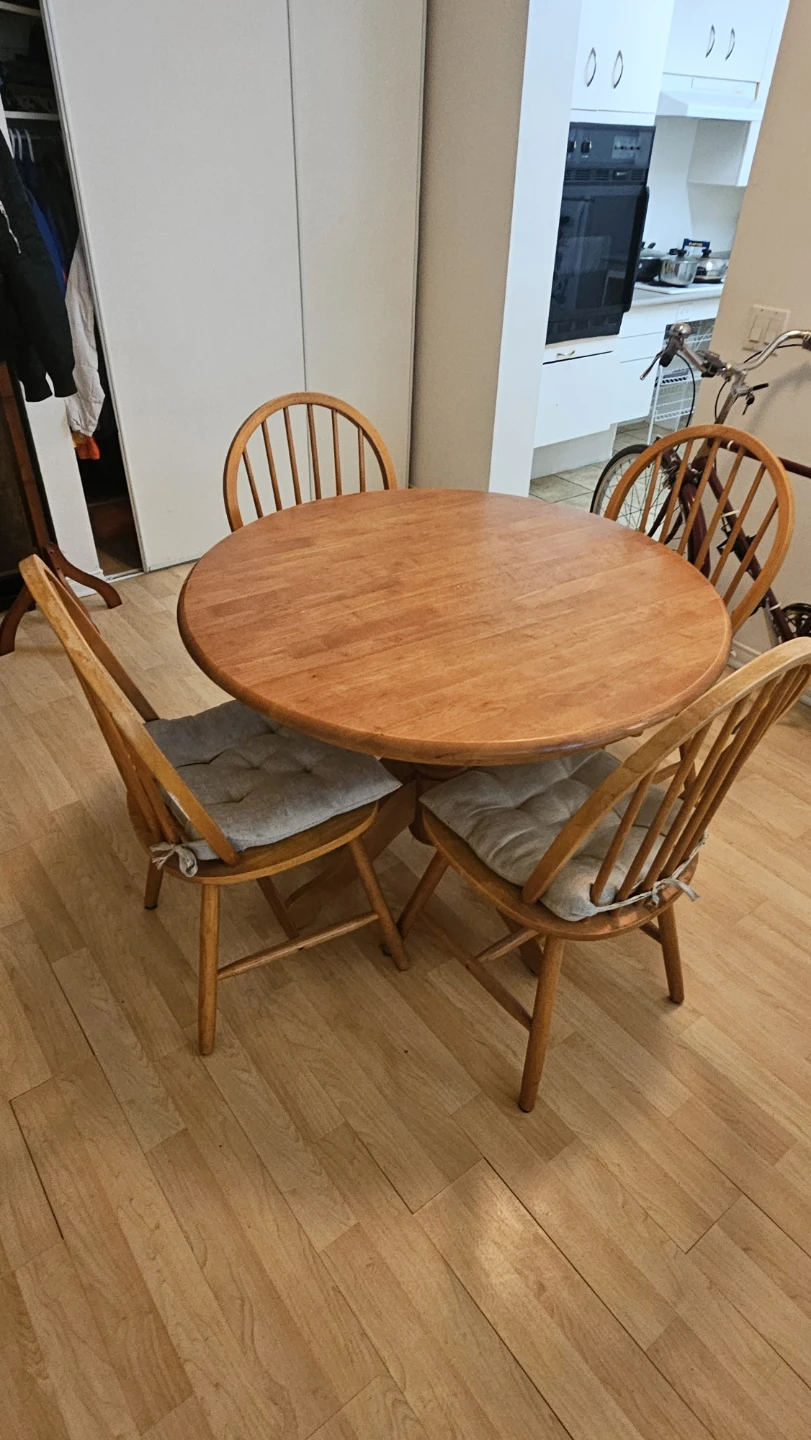 Round Real Wood Dining Table with 4 Chairs - photo 3