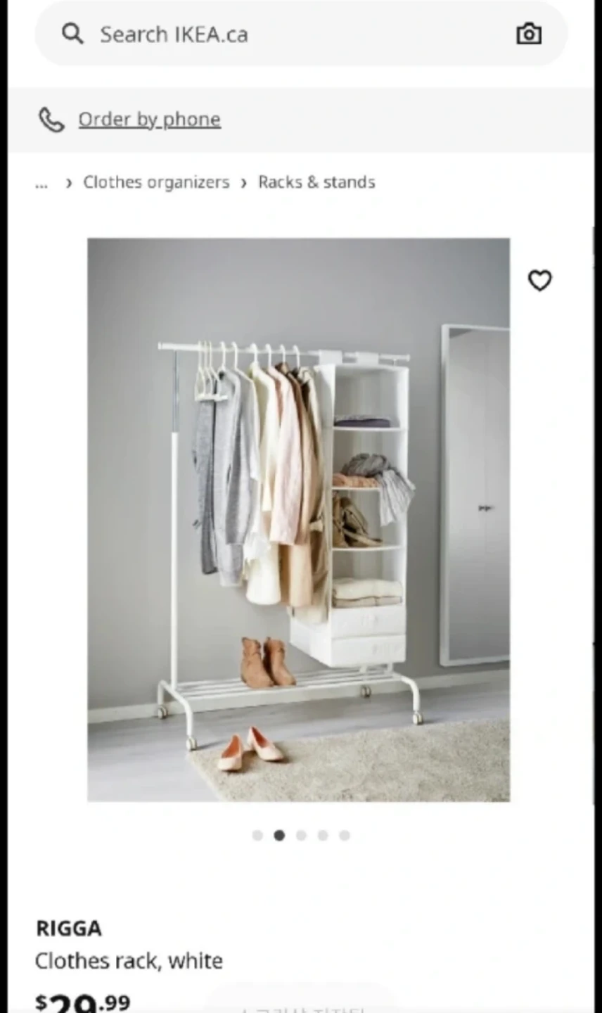 IKEA RIGGA Clothes Rack on Wheels, White - photo 2