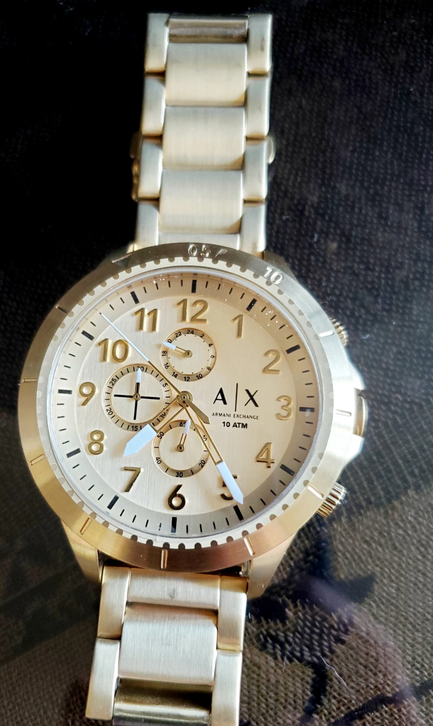 Armani Exchange Gold Tone Chronograph Watch 10 ATM