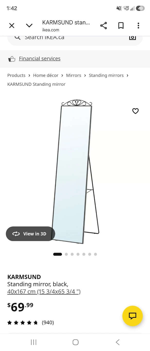 Standing mirror, in black - photo 2