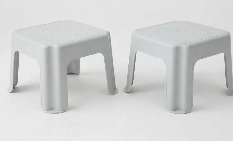 White Plastic Step Stools (Set of 2)
