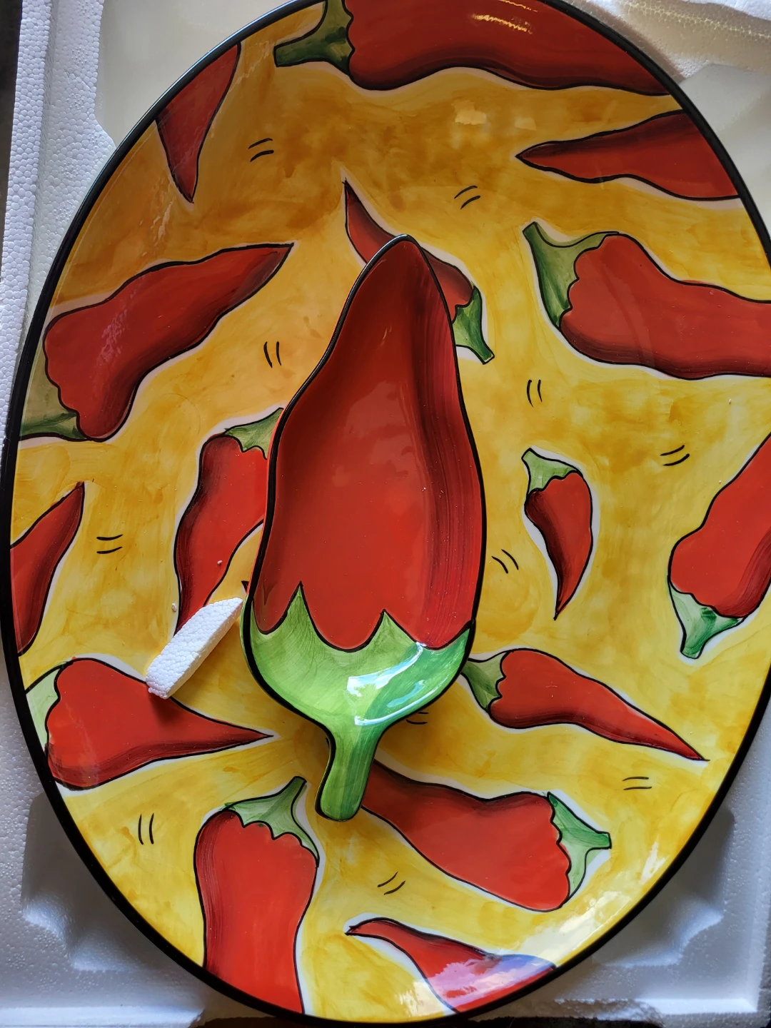 Clay Art Chili Fiesta Chips and Salsa Platter - photo 2