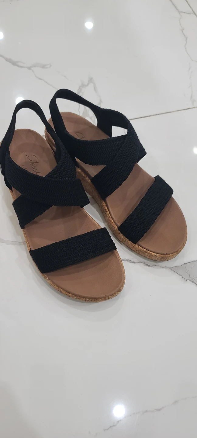 Skechers Arch Fit Black Wedge Sandals
