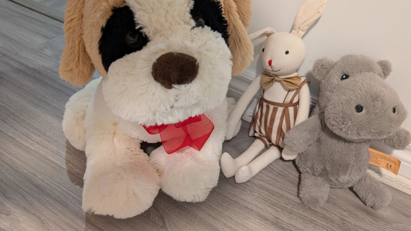 Plush St. Bernard Dog, Bunny, and Hippo Toys - photo 2