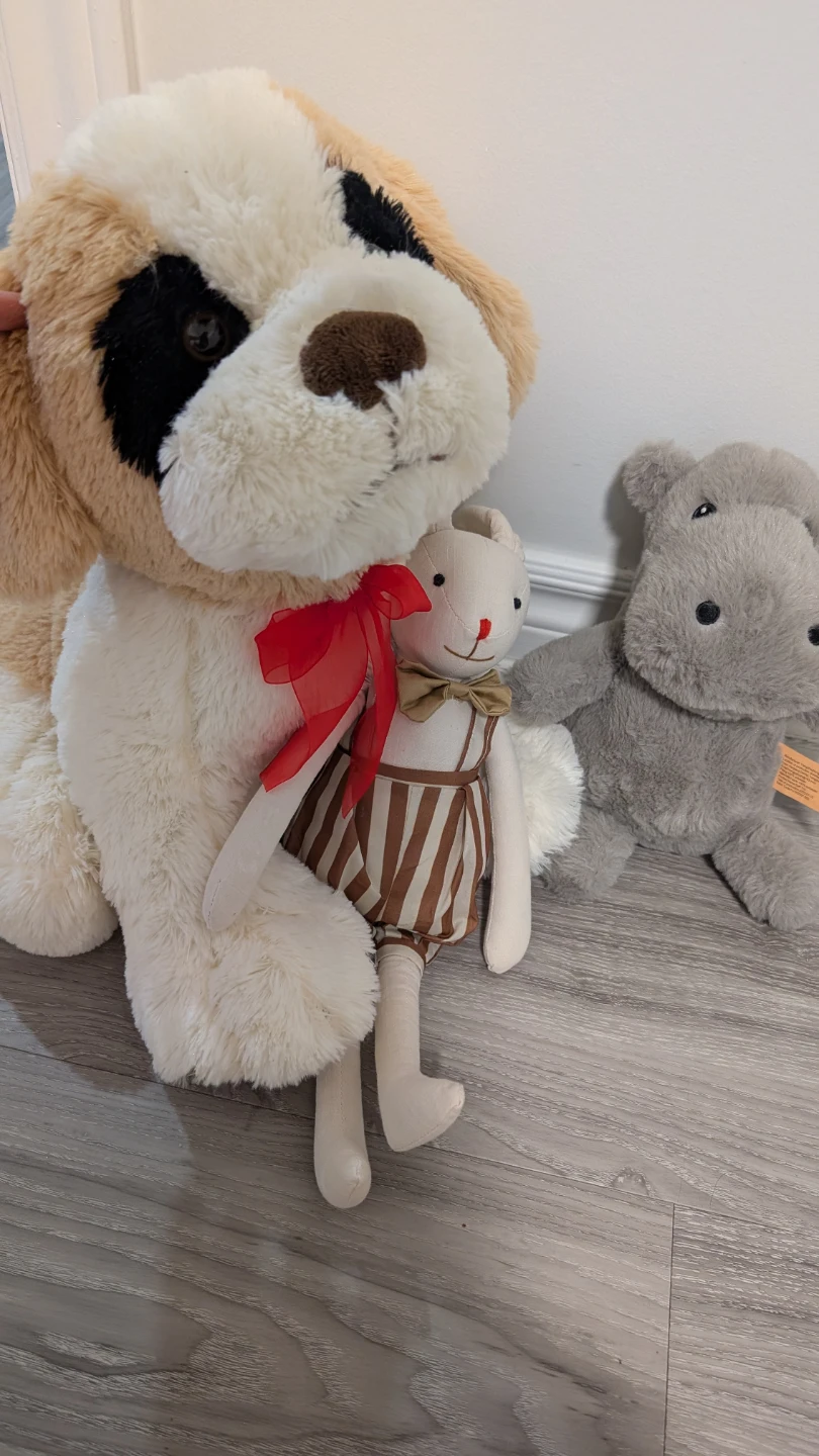 Plush St. Bernard Dog, Bunny, and Hippo Toys - photo 3