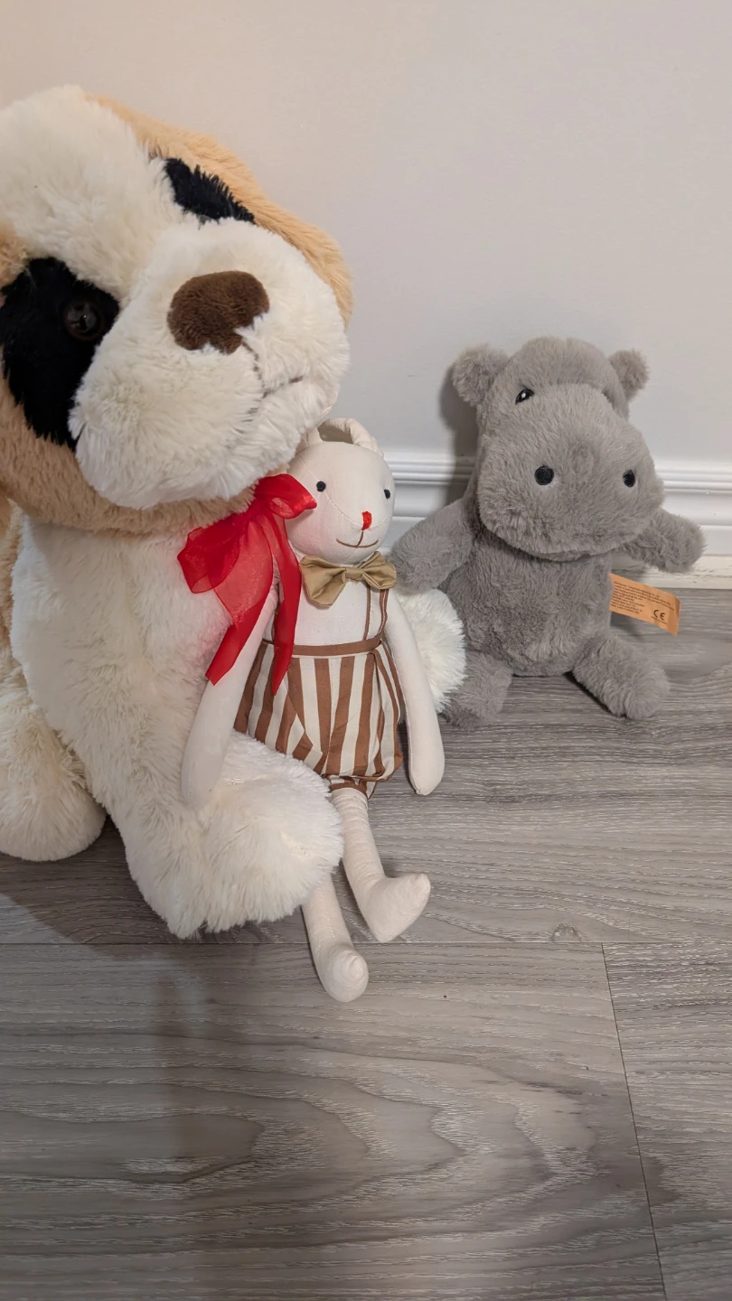Plush St. Bernard Dog, Bunny, and Hippo Toys - photo 4