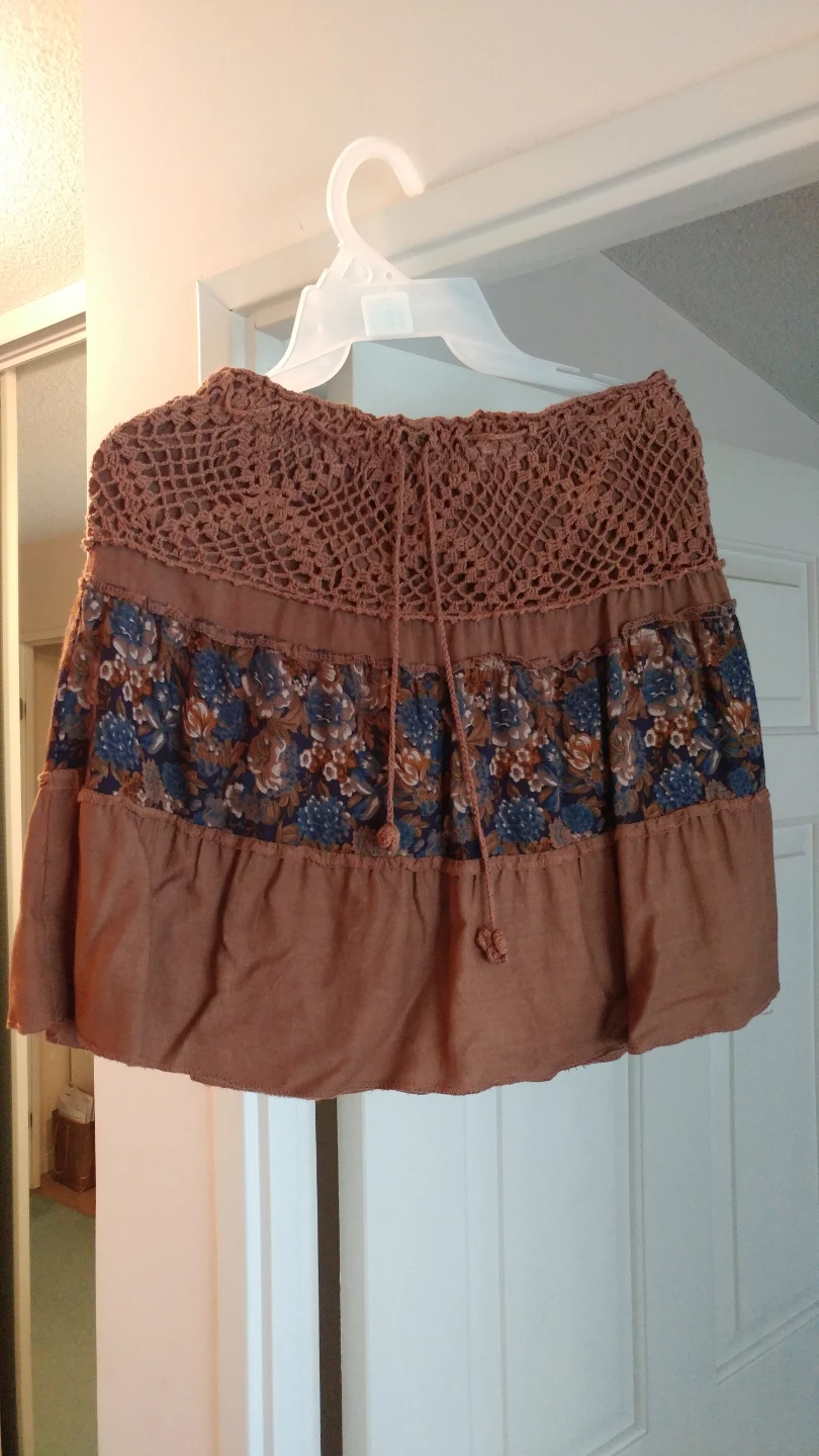 Boho Crochet & Floral Mini Skirt