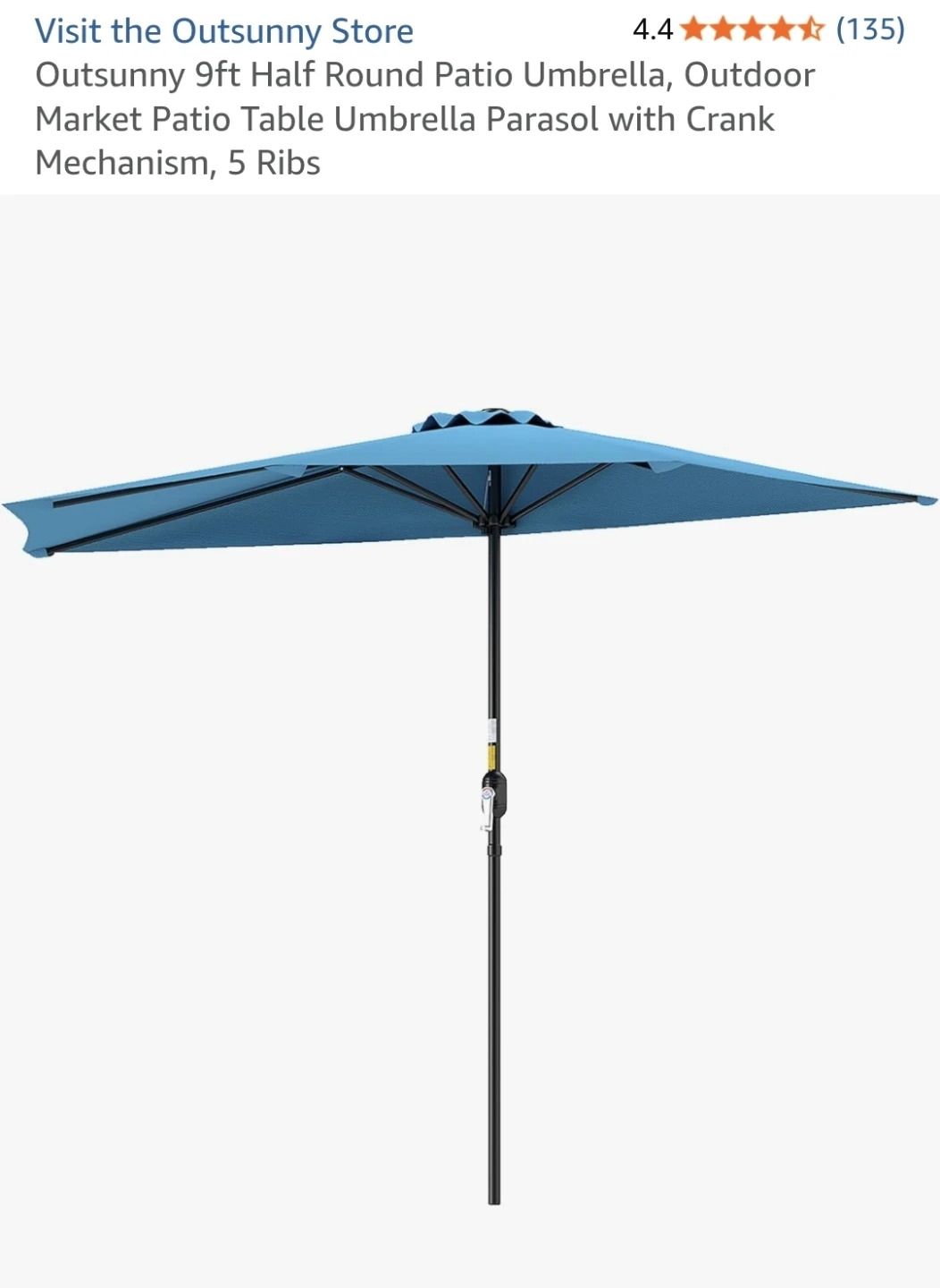 Outsunny 9ft Round Patio Umbrella - Teal with 20lb support base